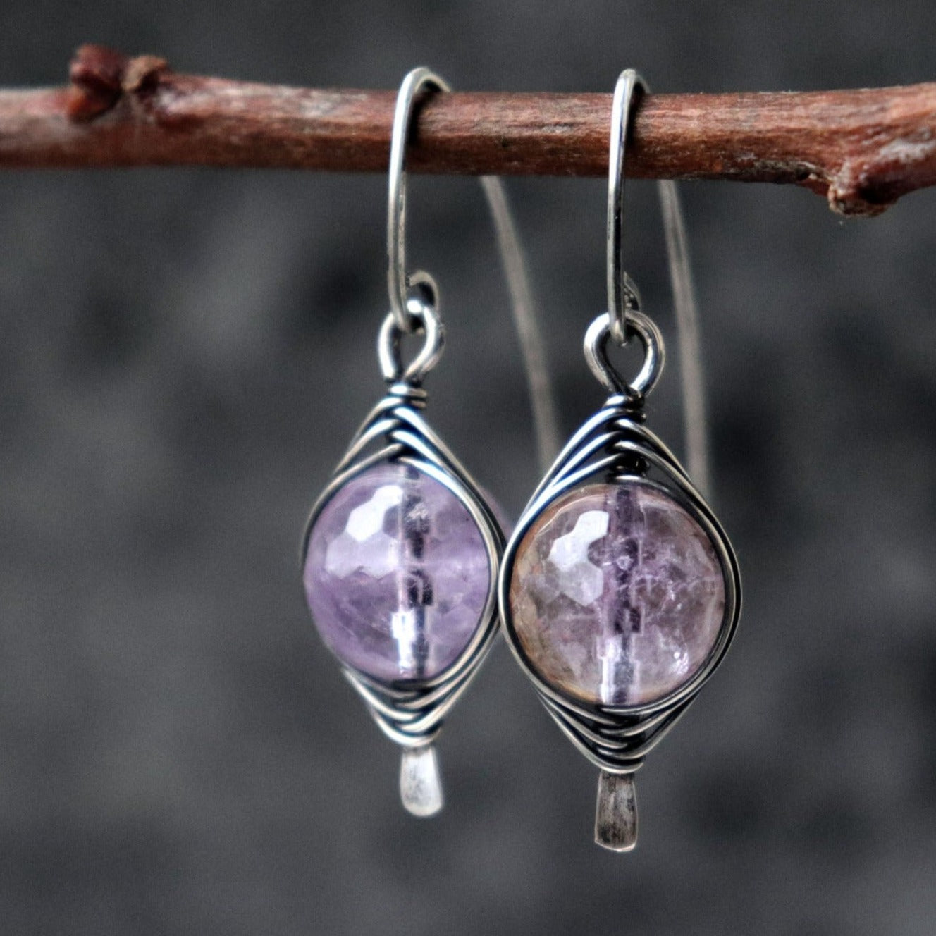 Ametrine Wire Wapped Earrings