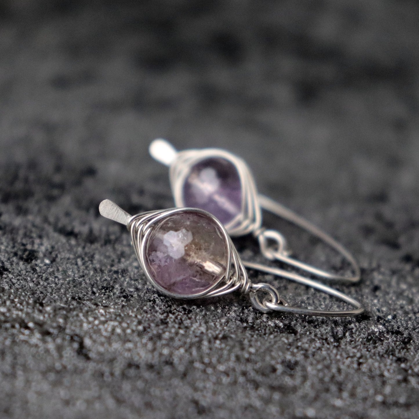 Ametrine Wire Wapped Earrings