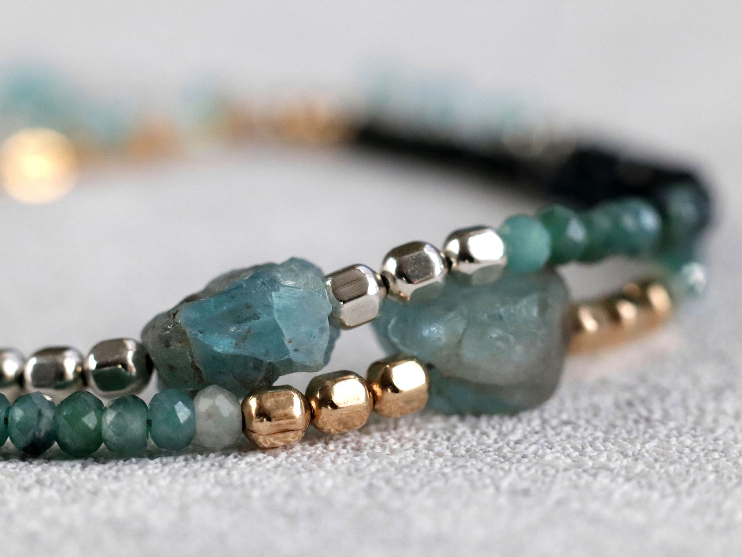 Apatite and Shaded Blue Black Tourmaline Bracelet