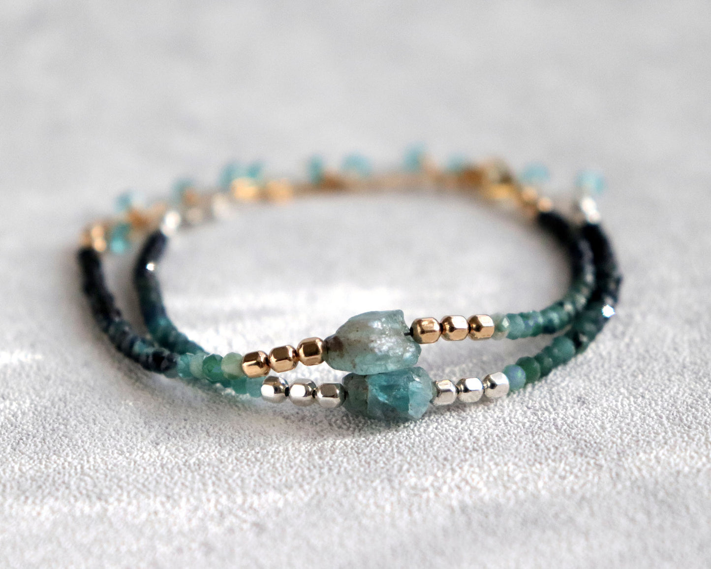 Apatite and Shaded Blue Black Tourmaline Bracelet