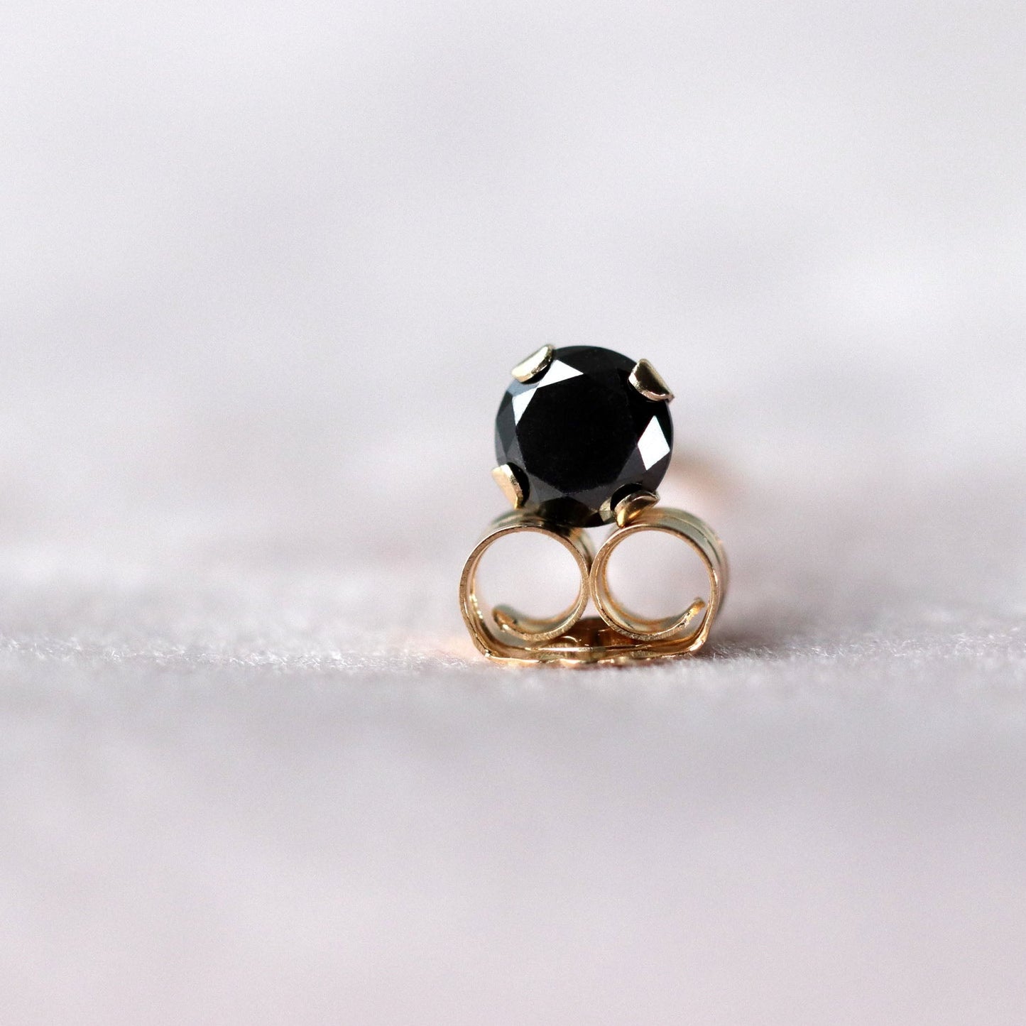 Black Diamond Stud Earrings, 14k Gold