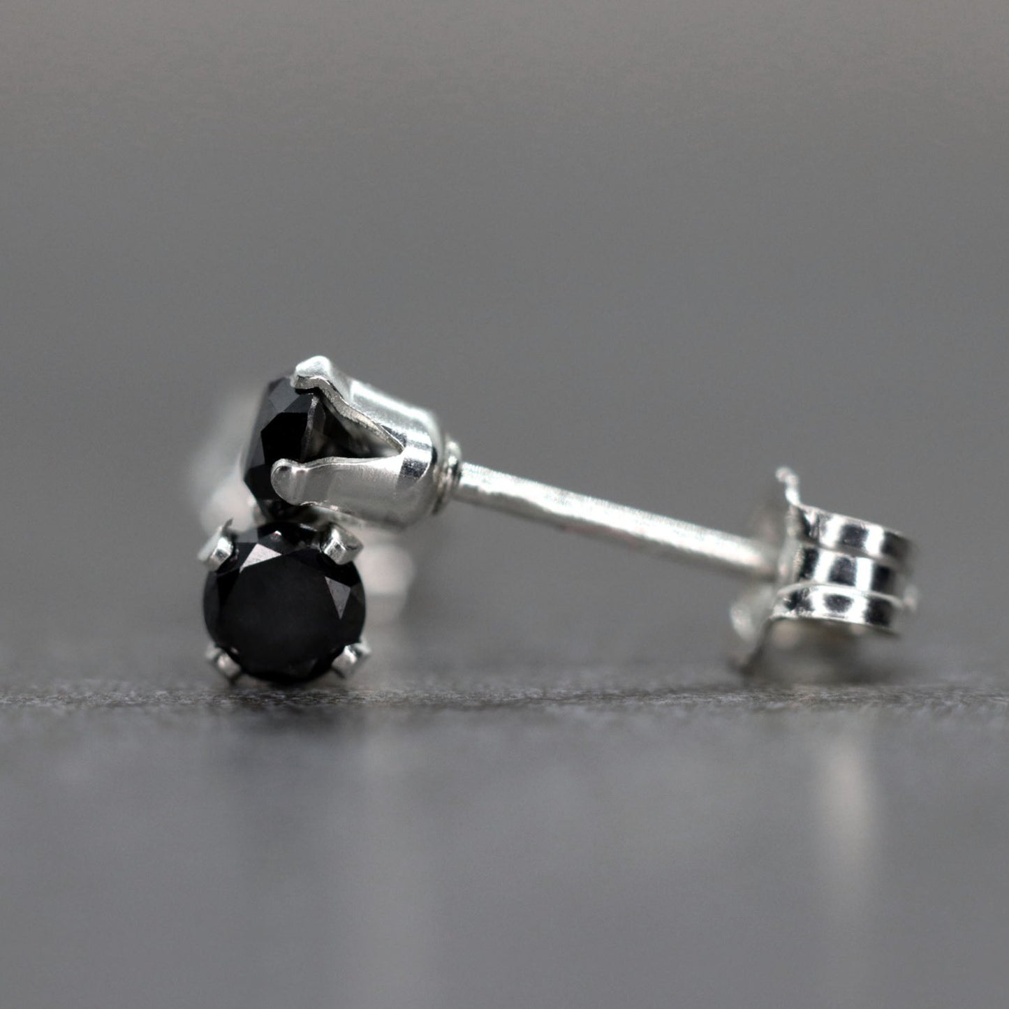 Black Diamond Stud Earrings, Single or Pair