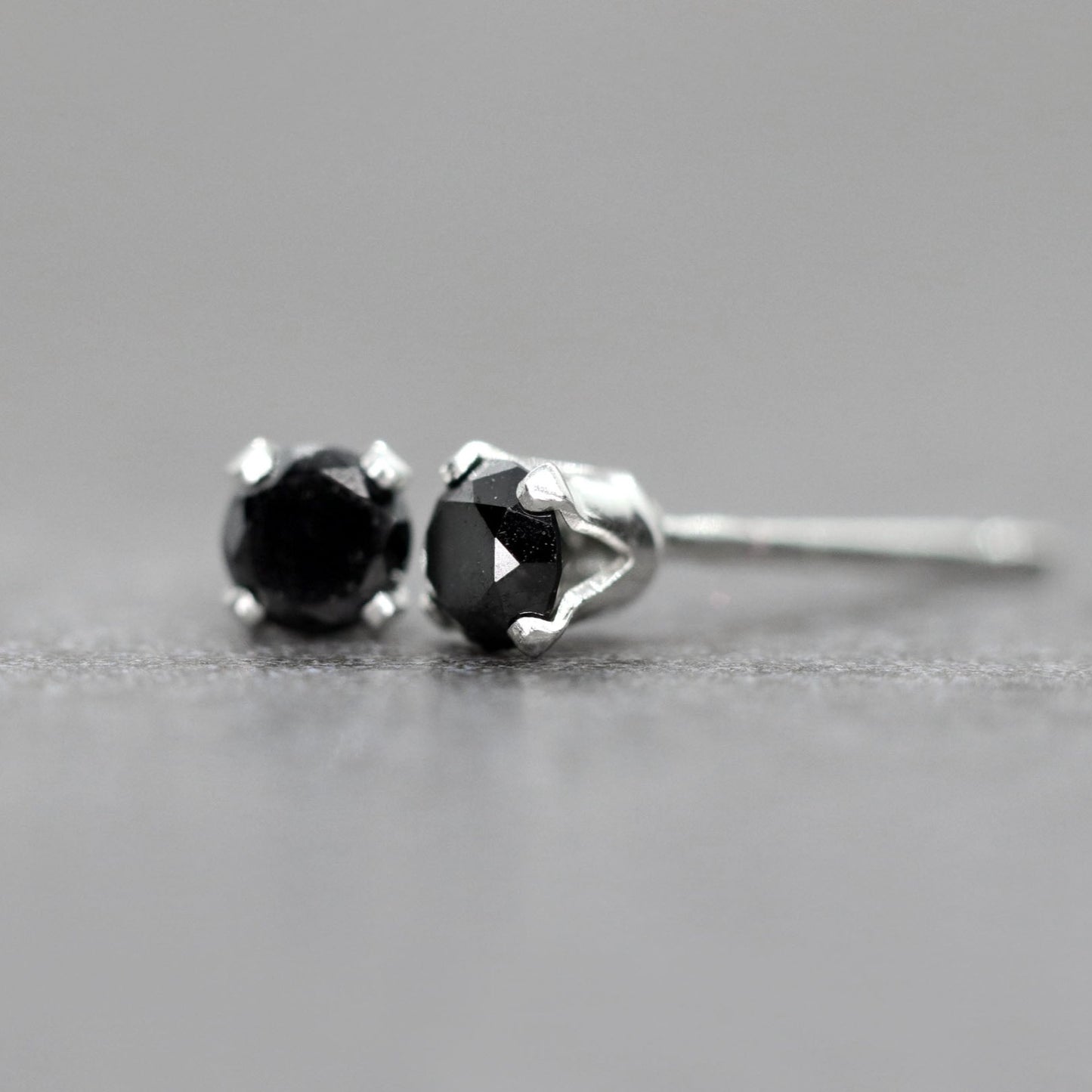 Black Diamond Stud Earrings, Single or Pair