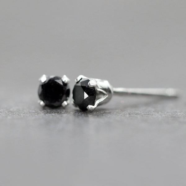 Black Diamond Stud Earrings, Single or Pair
