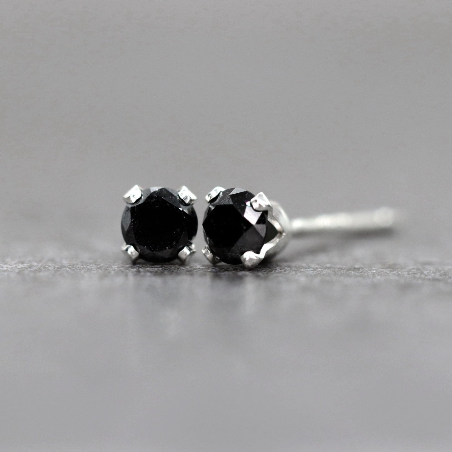 Black Diamond Stud Earrings, Single or Pair