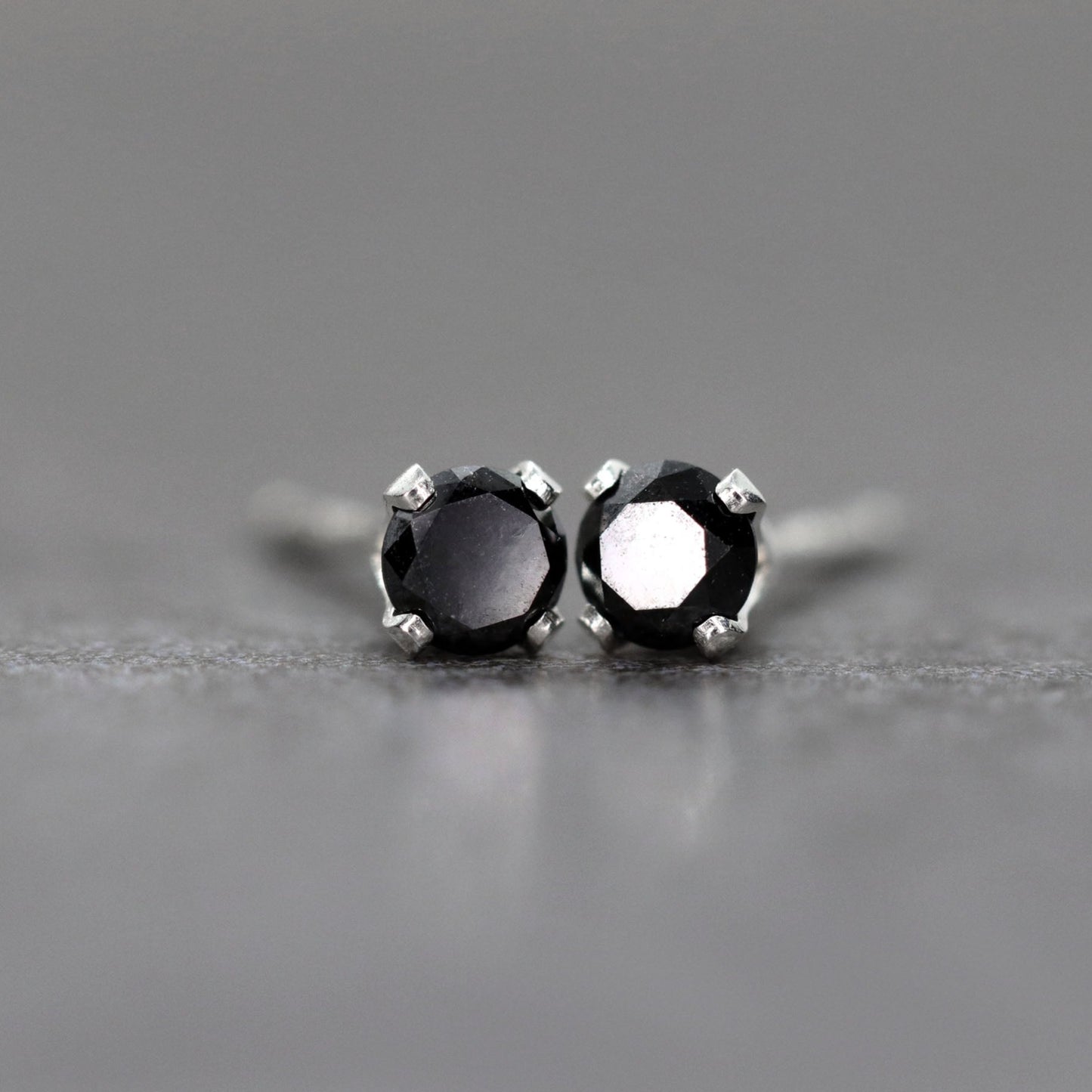 Black Diamond Stud Earrings, Single or Pair