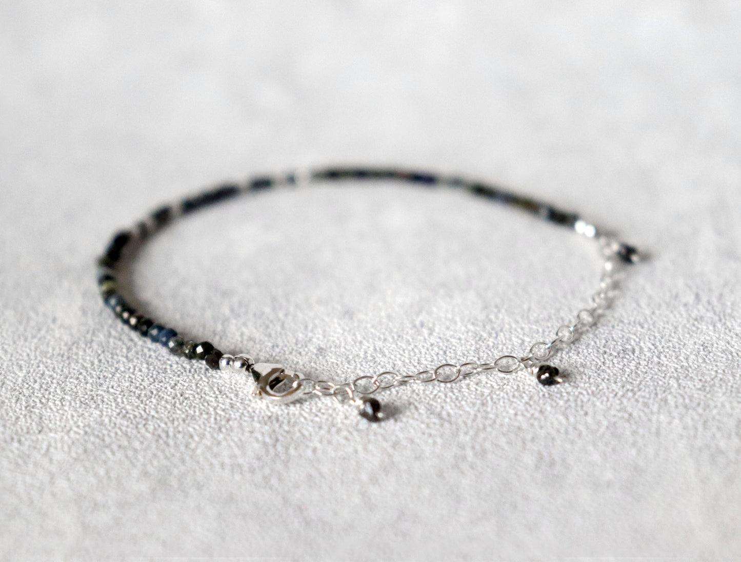 Skinny Black Diamond and Black Welo Opal Bracelet