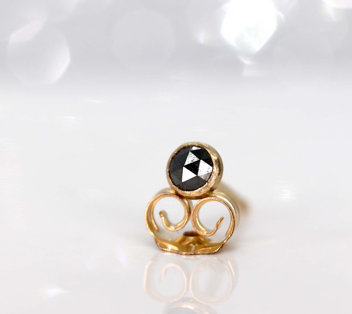 Tiny Black Diamond Stud Earrings, Single or Pair