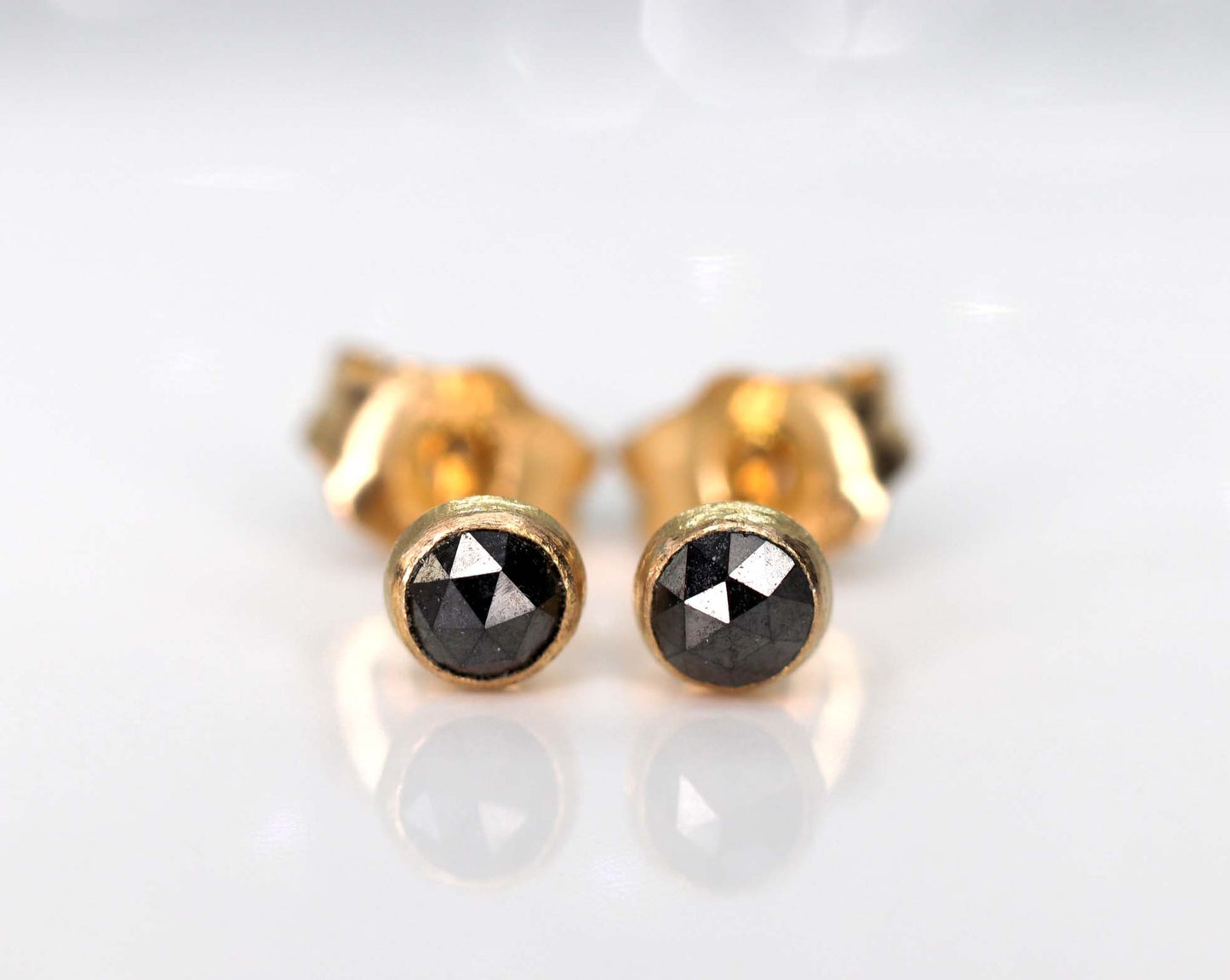 Tiny Black Diamond Stud Earrings, Single or Pair