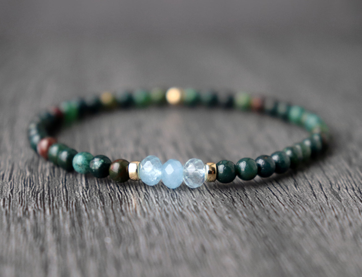 Bloodstone & Aquamarine Bracelet