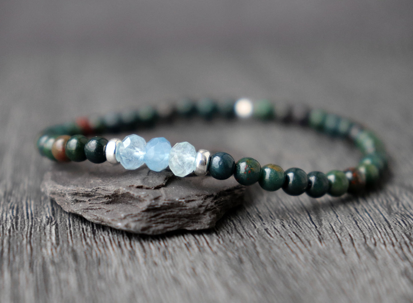 Bloodstone & Aquamarine Bracelet