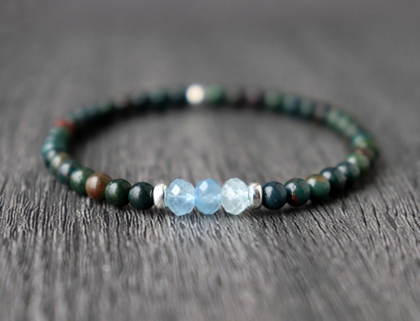 Bloodstone & Aquamarine Bracelet