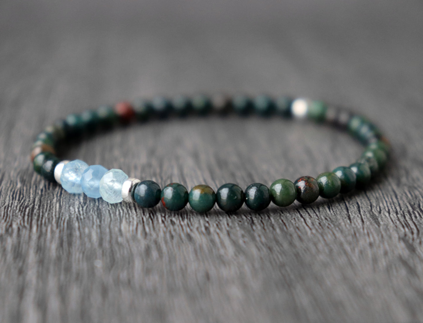 Bloodstone & Aquamarine Bracelet