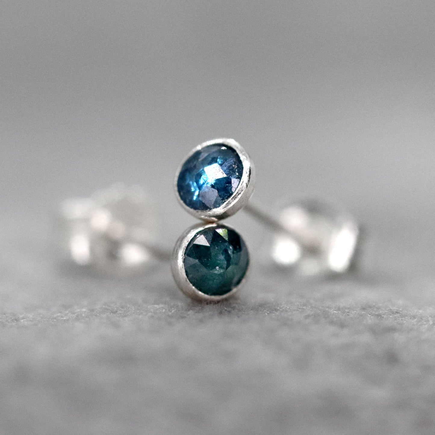 Blue Diamond Stud Earrings