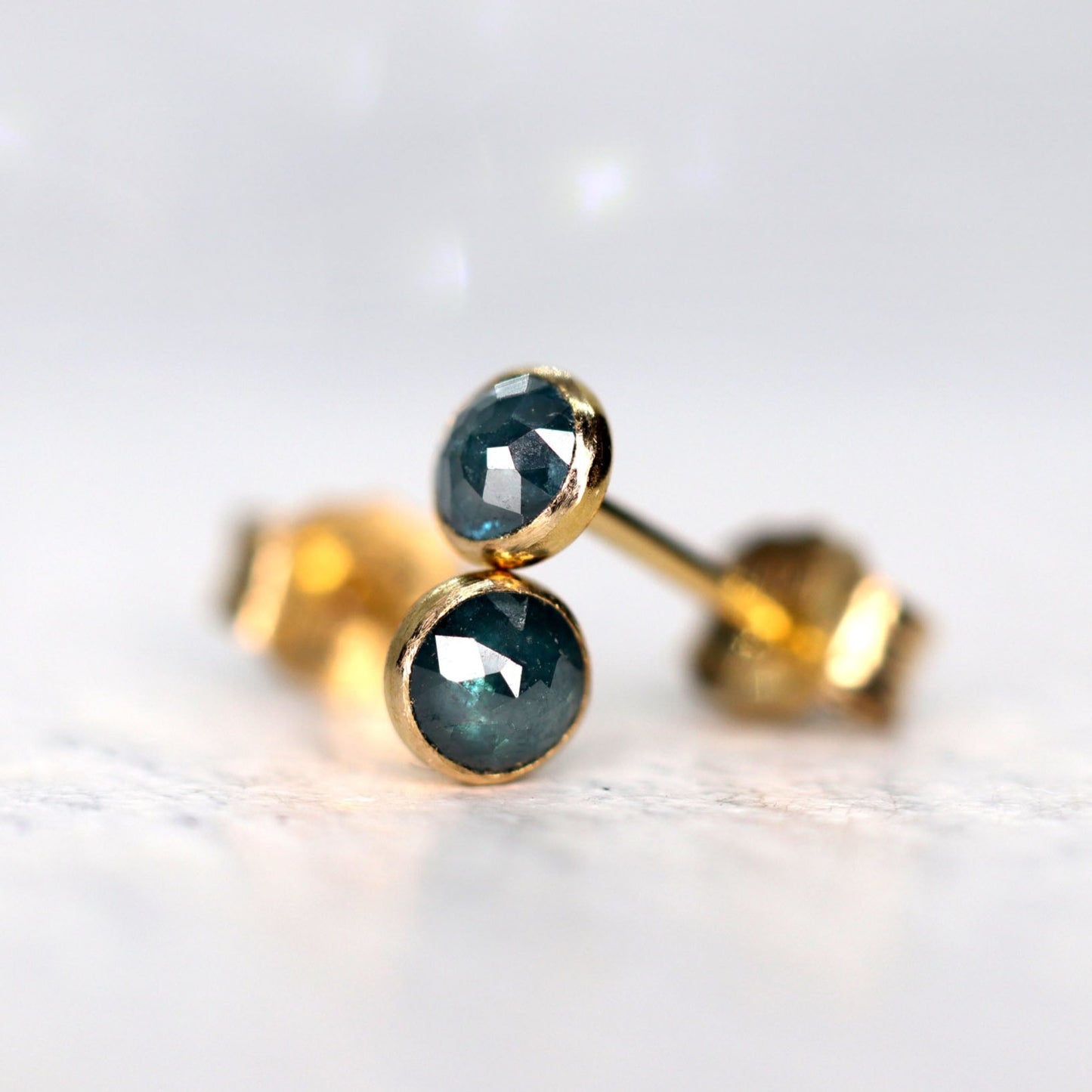 Blue Diamond Stud Earrings