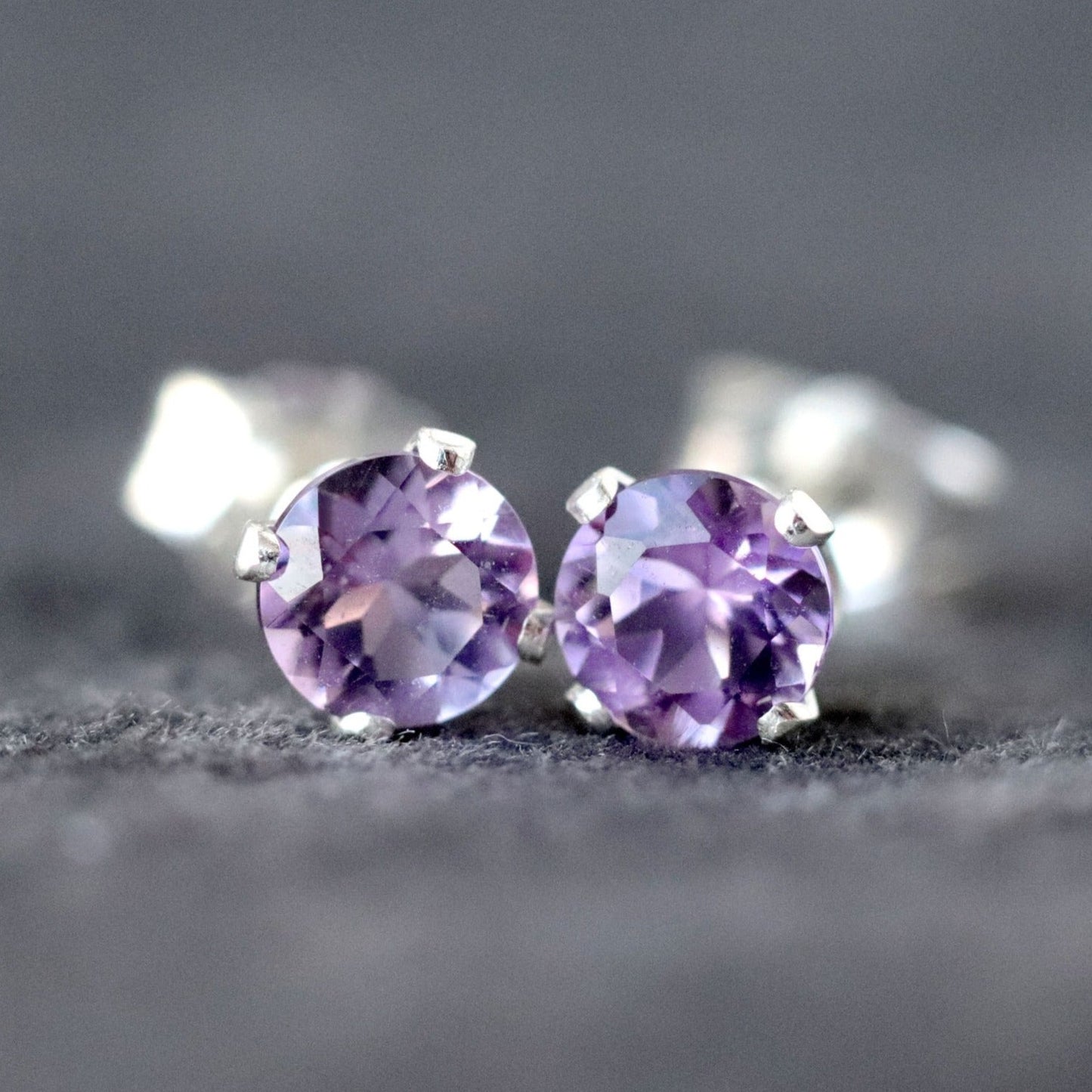 Brazilian Amethyst Stud Earrings