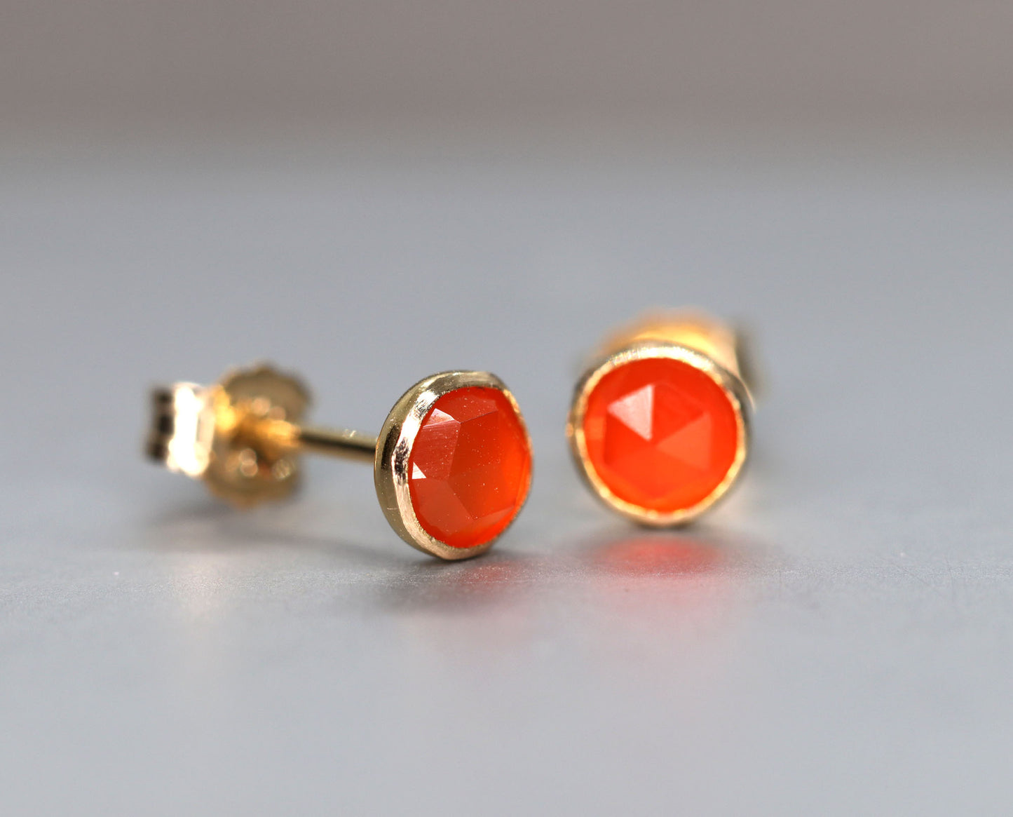 Orange Carnelian Stud Earrings