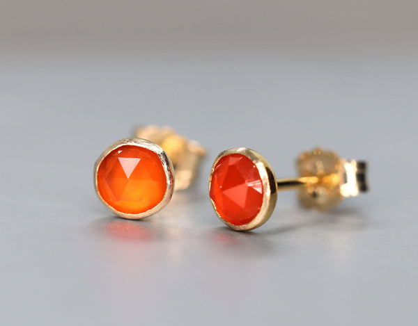 Orange Carnelian Stud Earrings