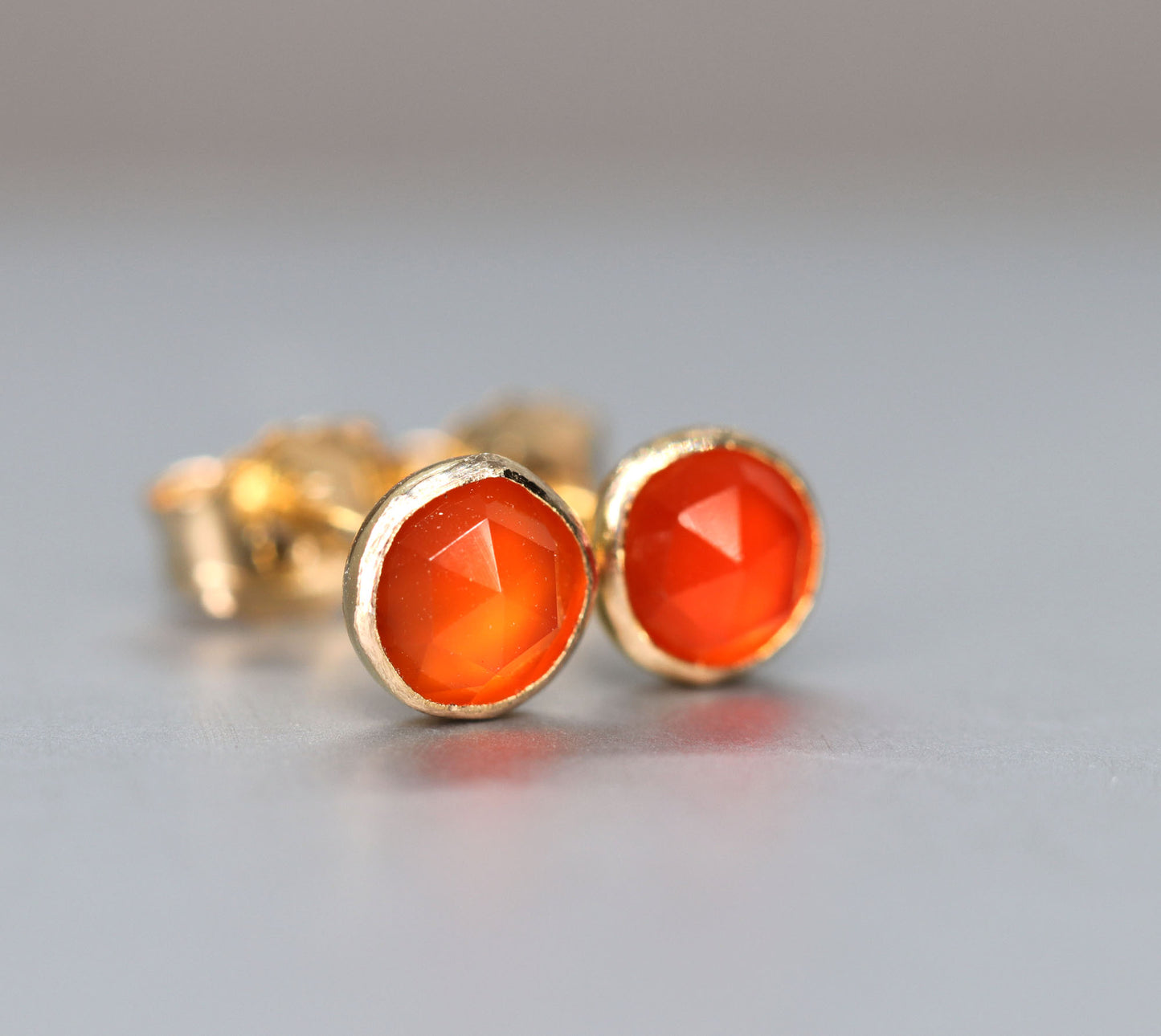 Orange Carnelian Stud Earrings