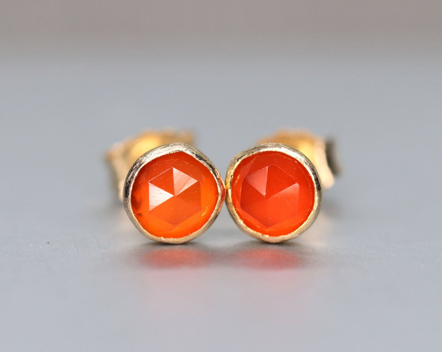 Orange Carnelian Stud Earrings