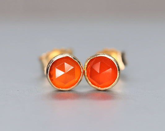 Orange Carnelian Stud Earrings