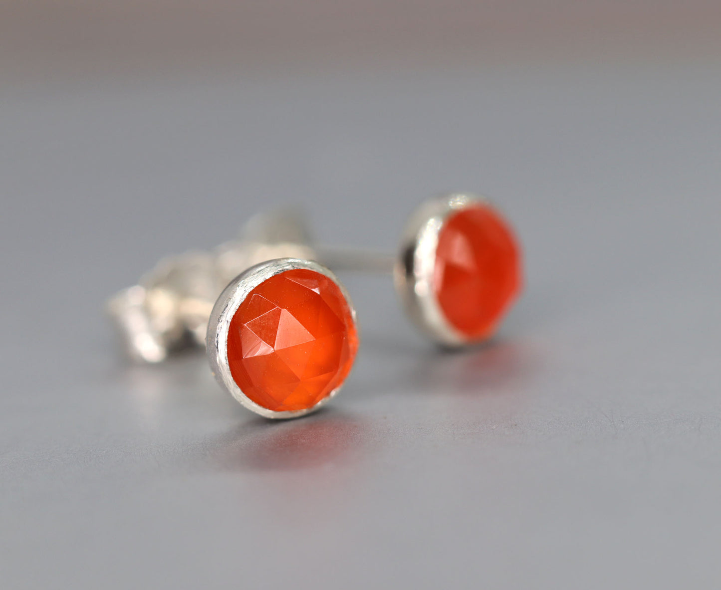 Orange Carnelian Stud Earrings