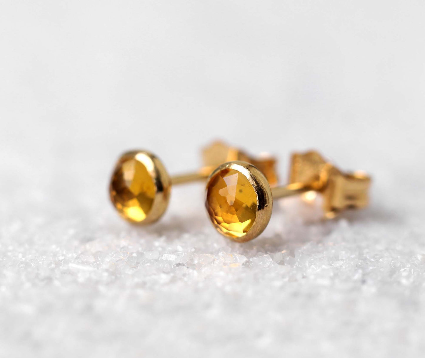 Rose Cut Citrine Stud Earrings