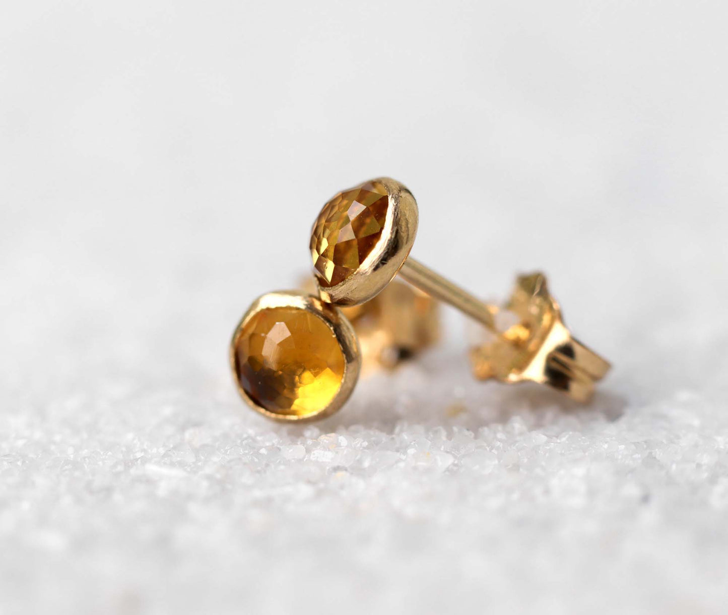 Rose Cut Citrine Stud Earrings