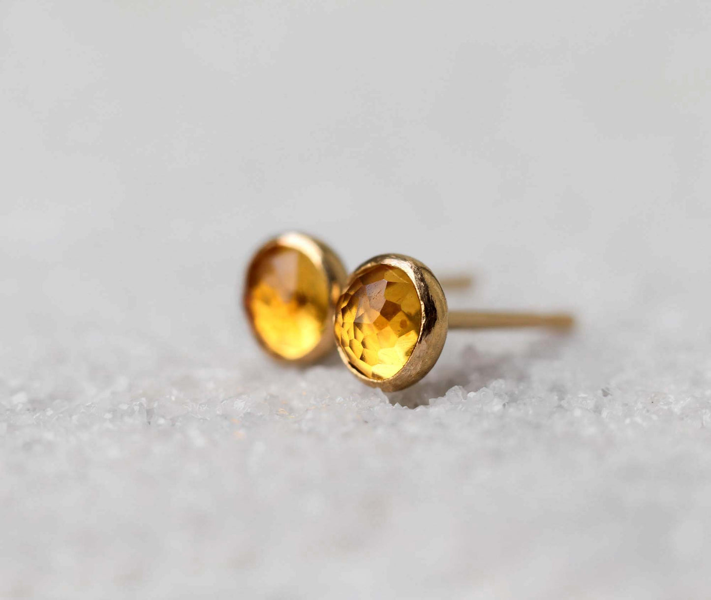 Rose Cut Citrine Stud Earrings