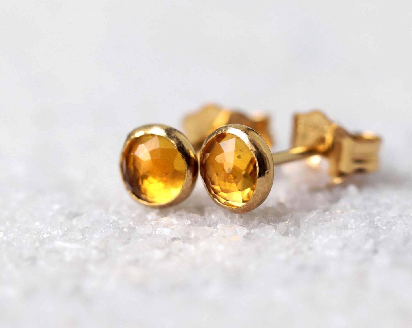 Rose Cut Citrine Stud Earrings