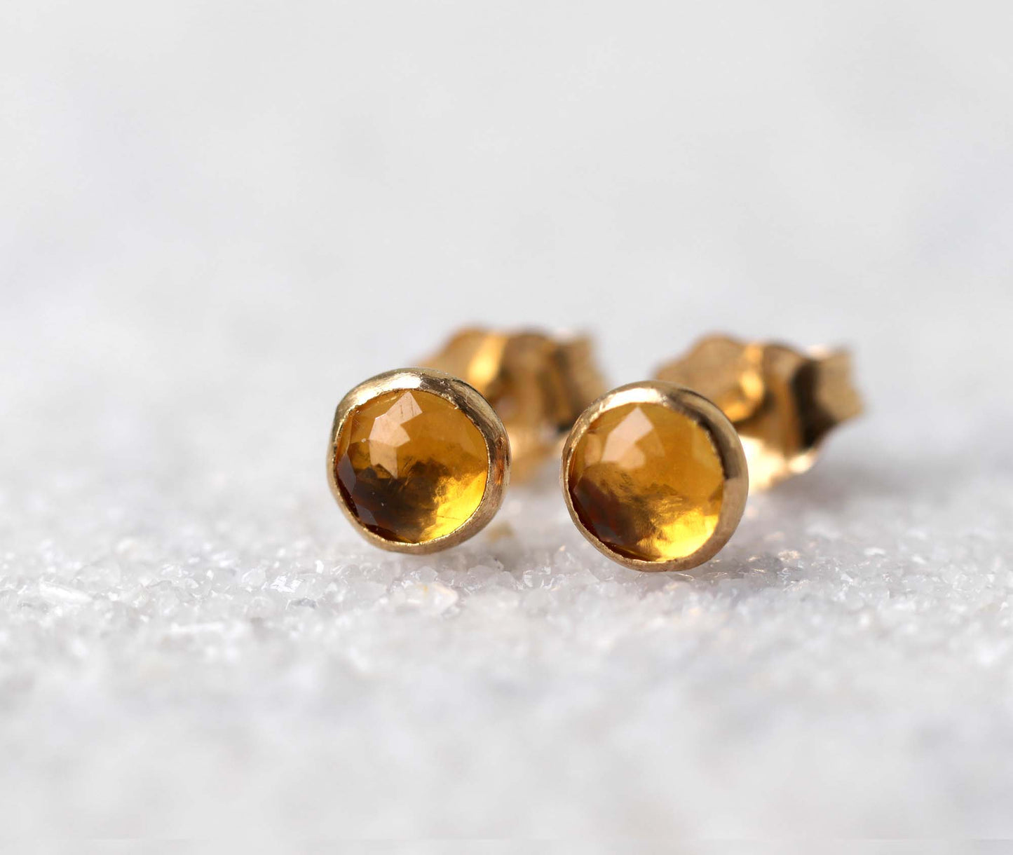 Rose Cut Citrine Stud Earrings