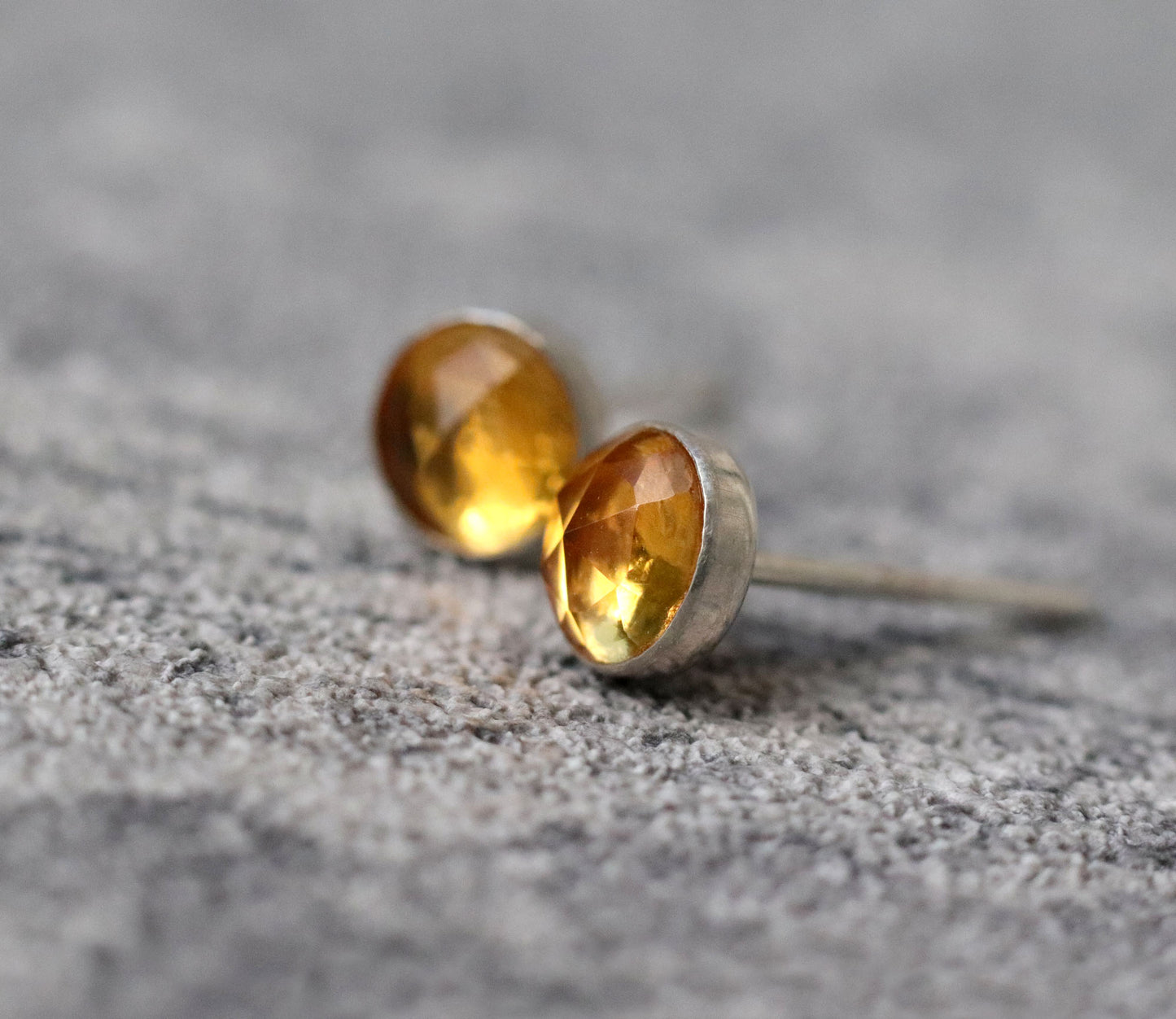 Rose Cut Citrine Stud Earrings