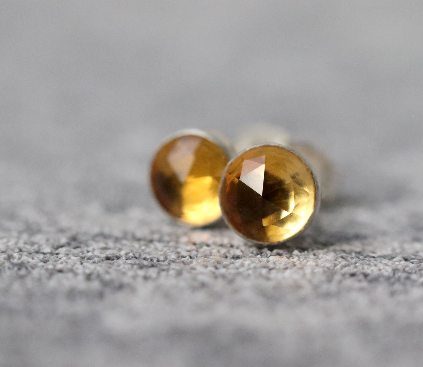 Rose Cut Citrine Stud Earrings