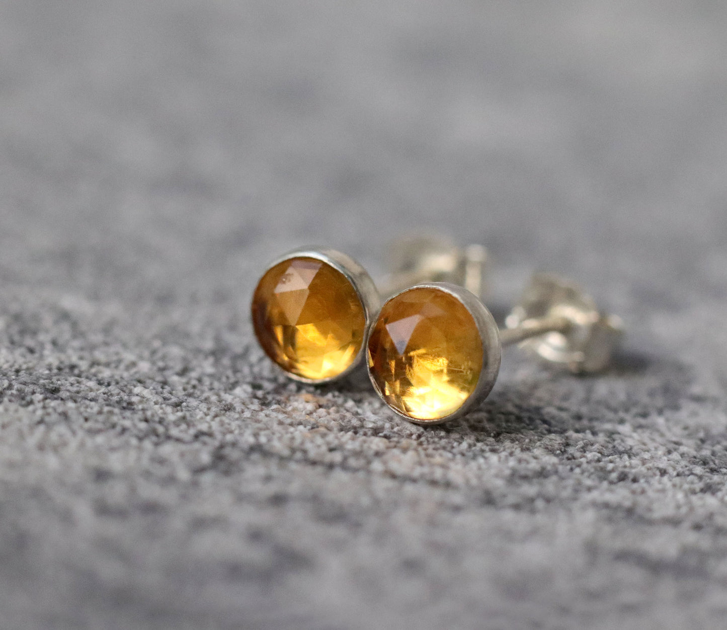 Rose Cut Citrine Stud Earrings