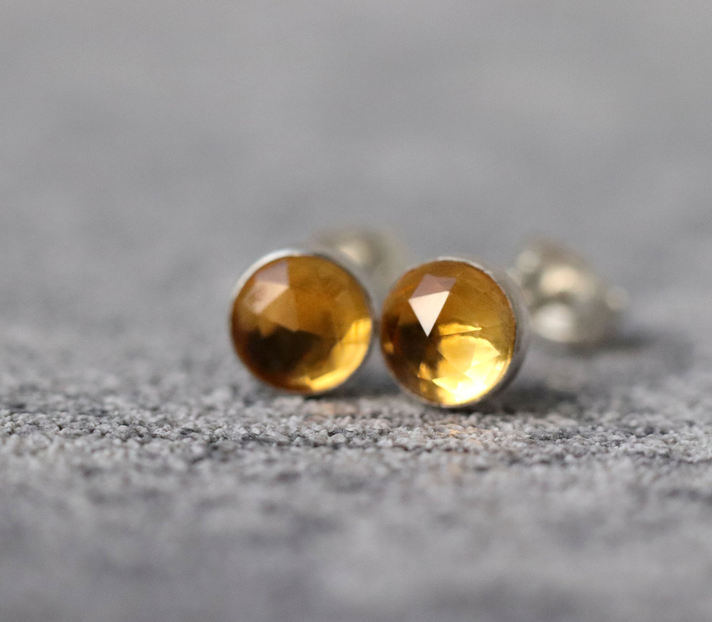 Rose Cut Citrine Stud Earrings