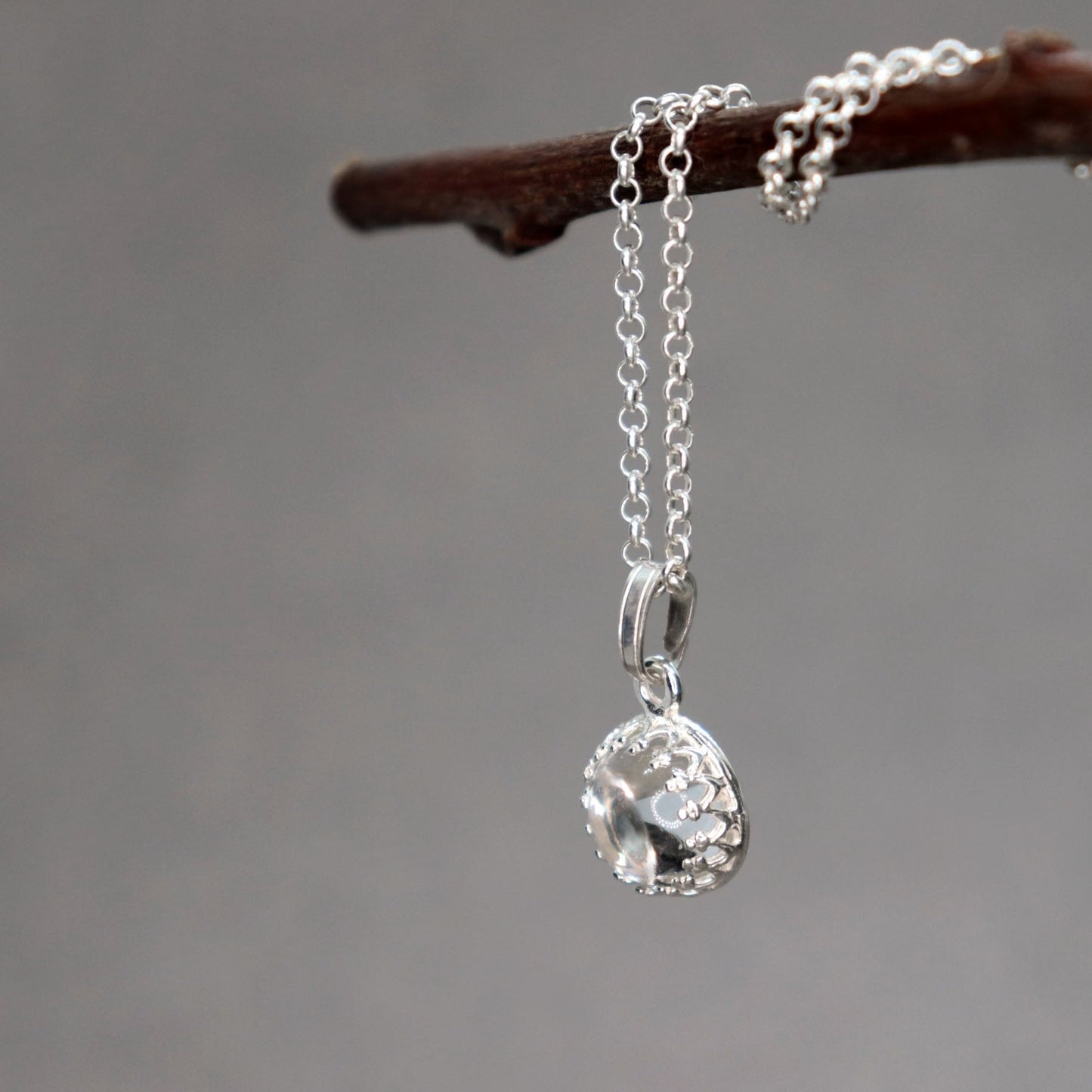 Crystal Quartz Necklace, Rock Crystal Pendant