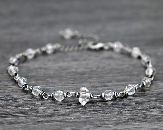 Herkimer Diamond & Crystal Quartz Bracelet