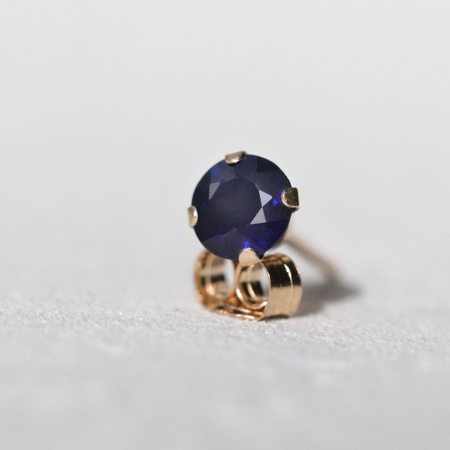 Dark Blue Sapphire Stud Earrings