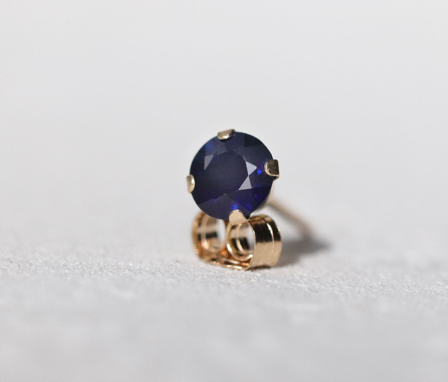 Dark Blue Sapphire Stud Earrings