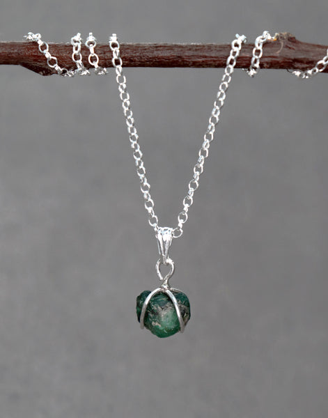 Raw Emerald Pendant Necklace