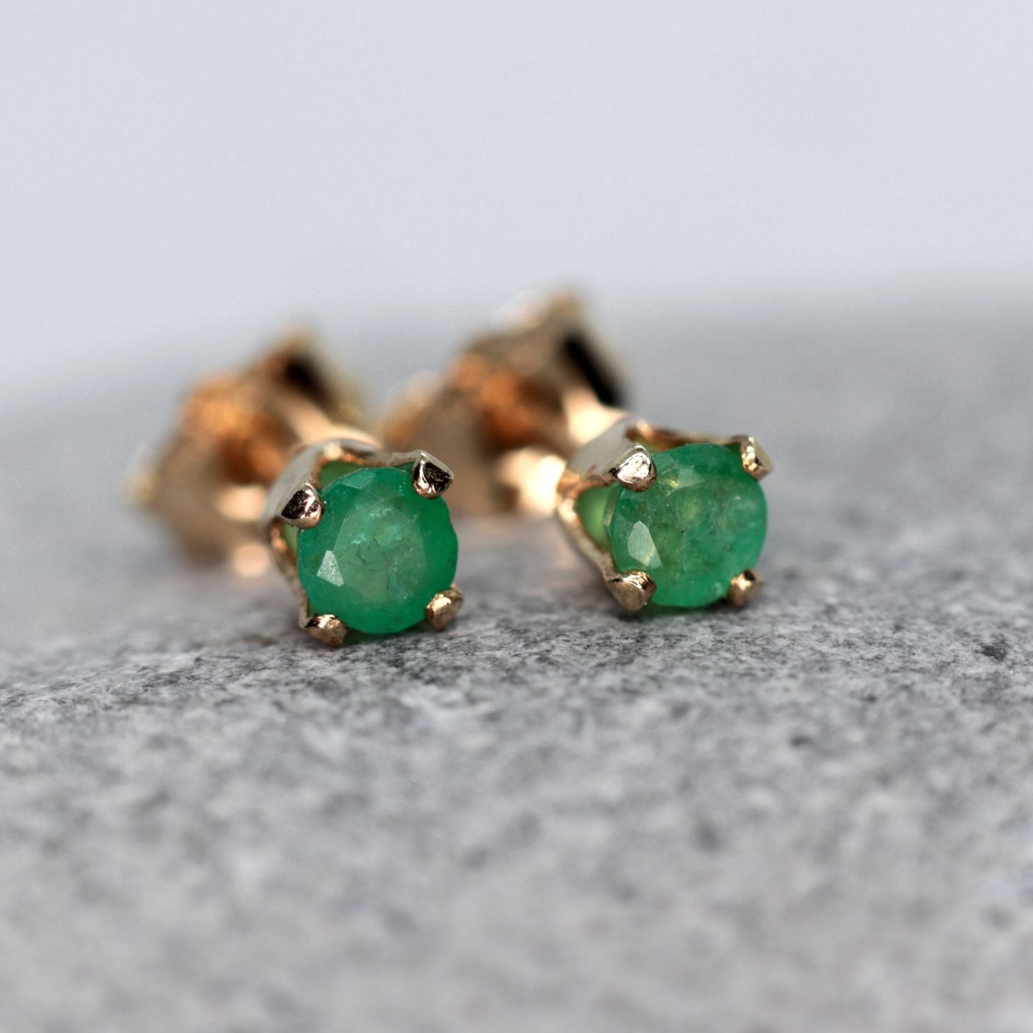 Faceted Emerald Stud Earrings