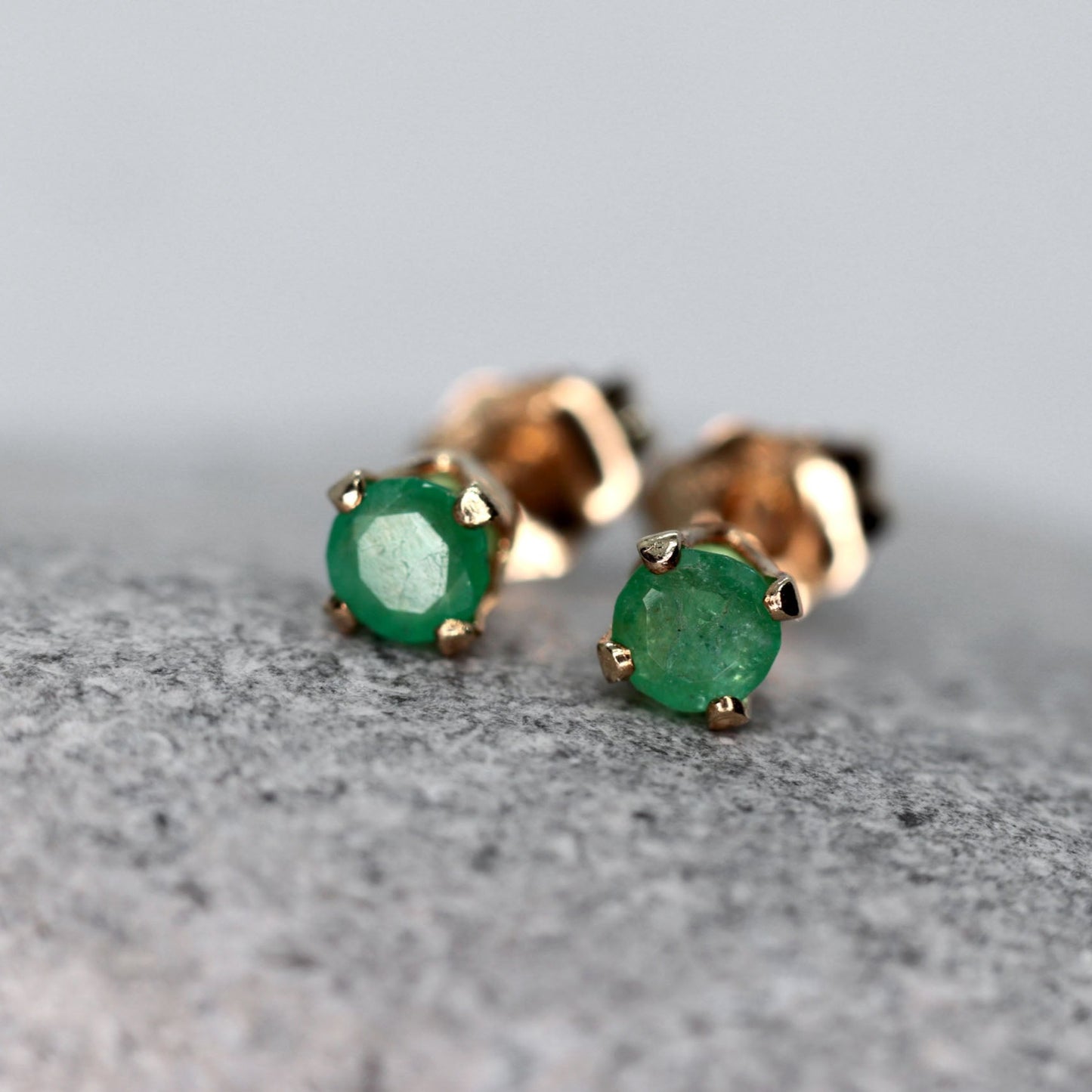 Faceted Emerald Stud Earrings