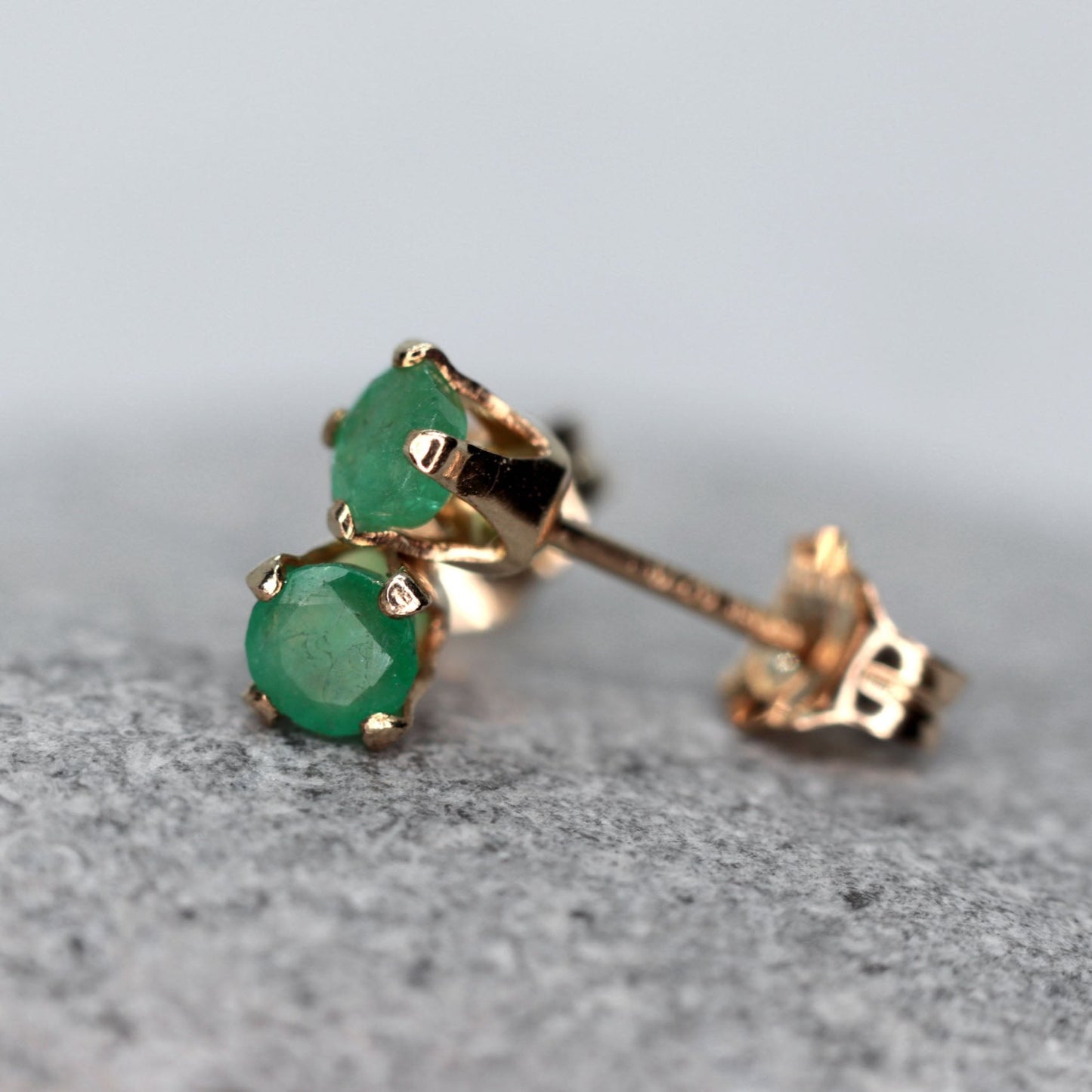 Faceted Emerald Stud Earrings