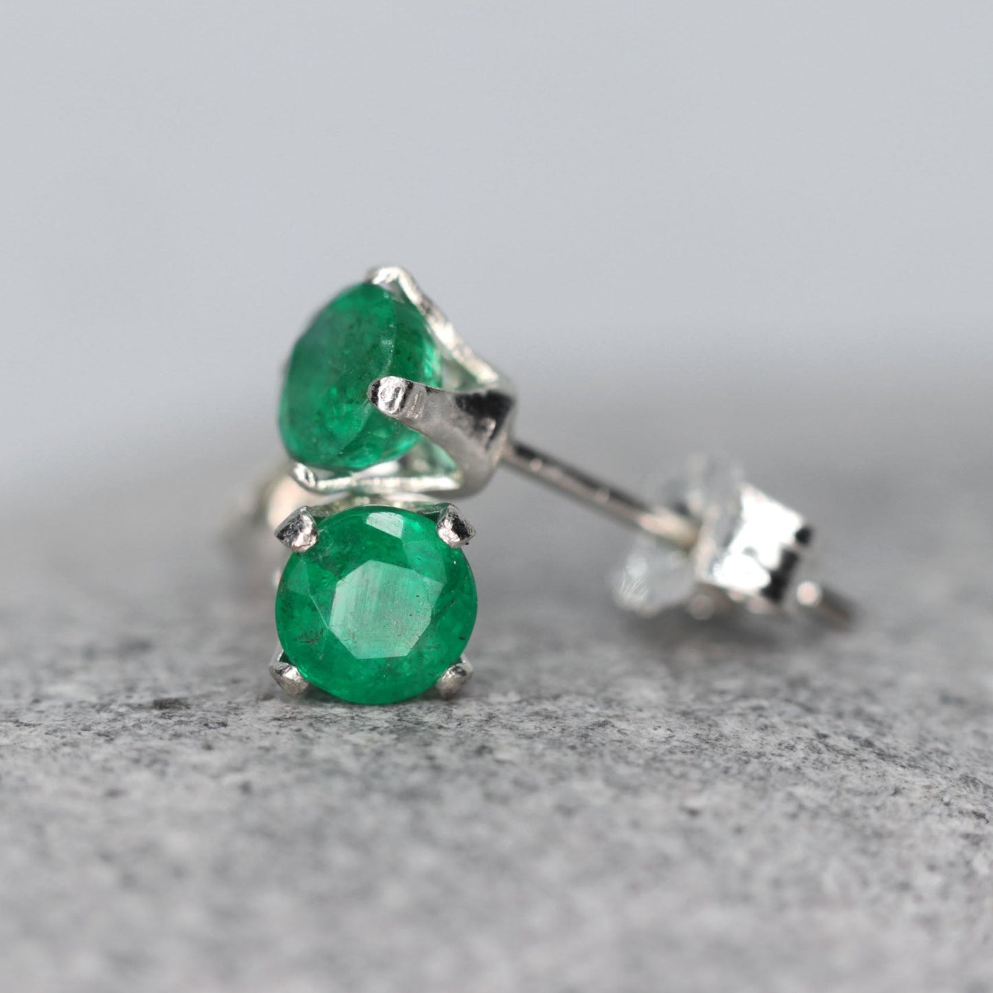 Faceted Emerald Stud Earrings