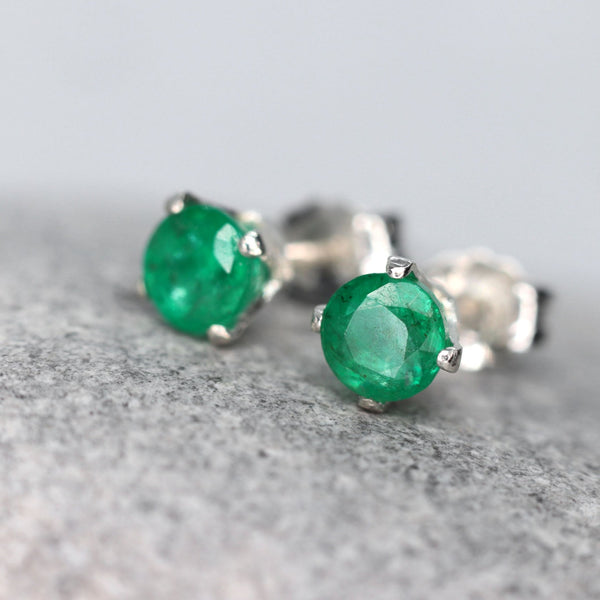 Faceted Emerald Stud Earrings