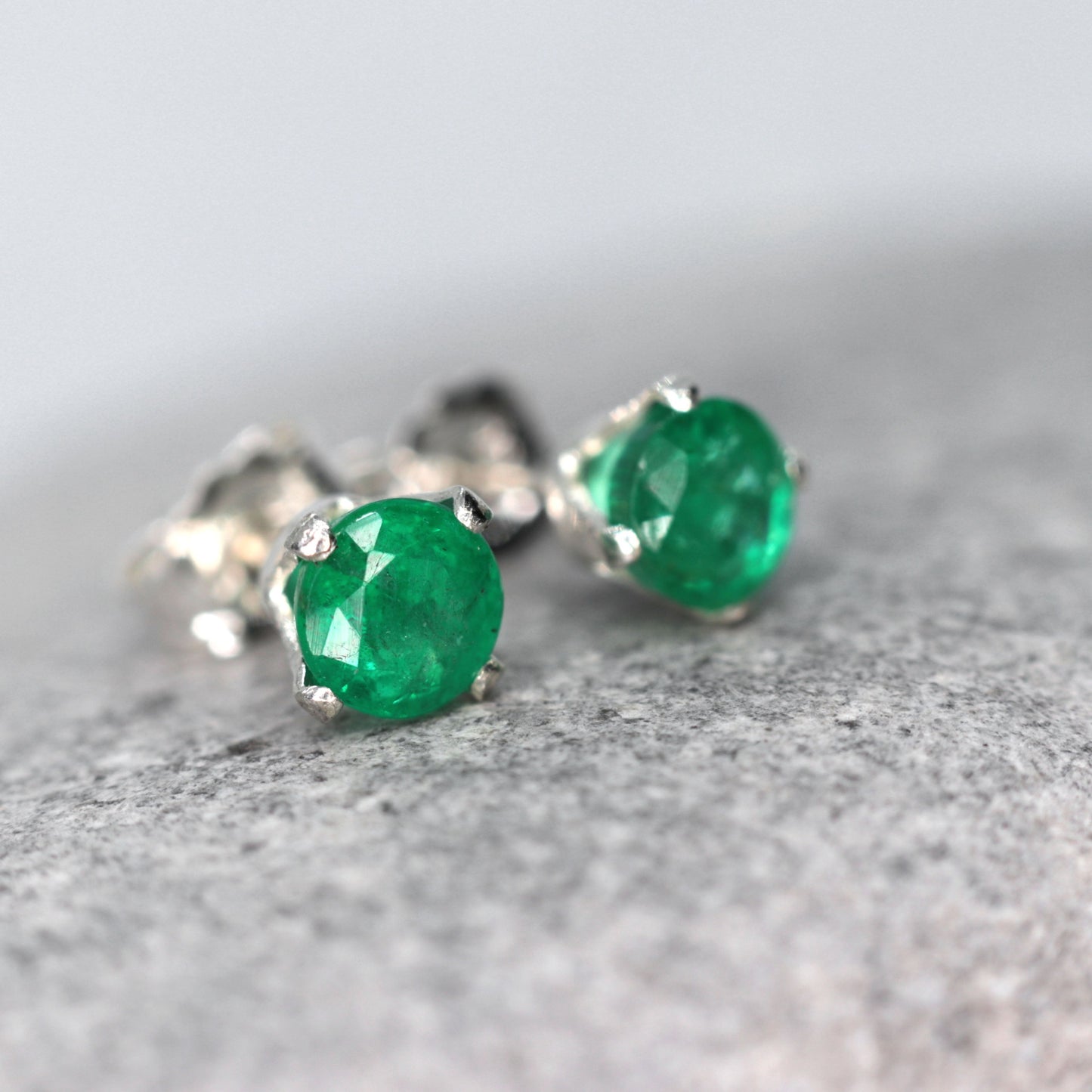 Faceted Emerald Stud Earrings