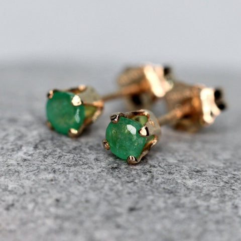 Faceted Emerald Stud Earrings
