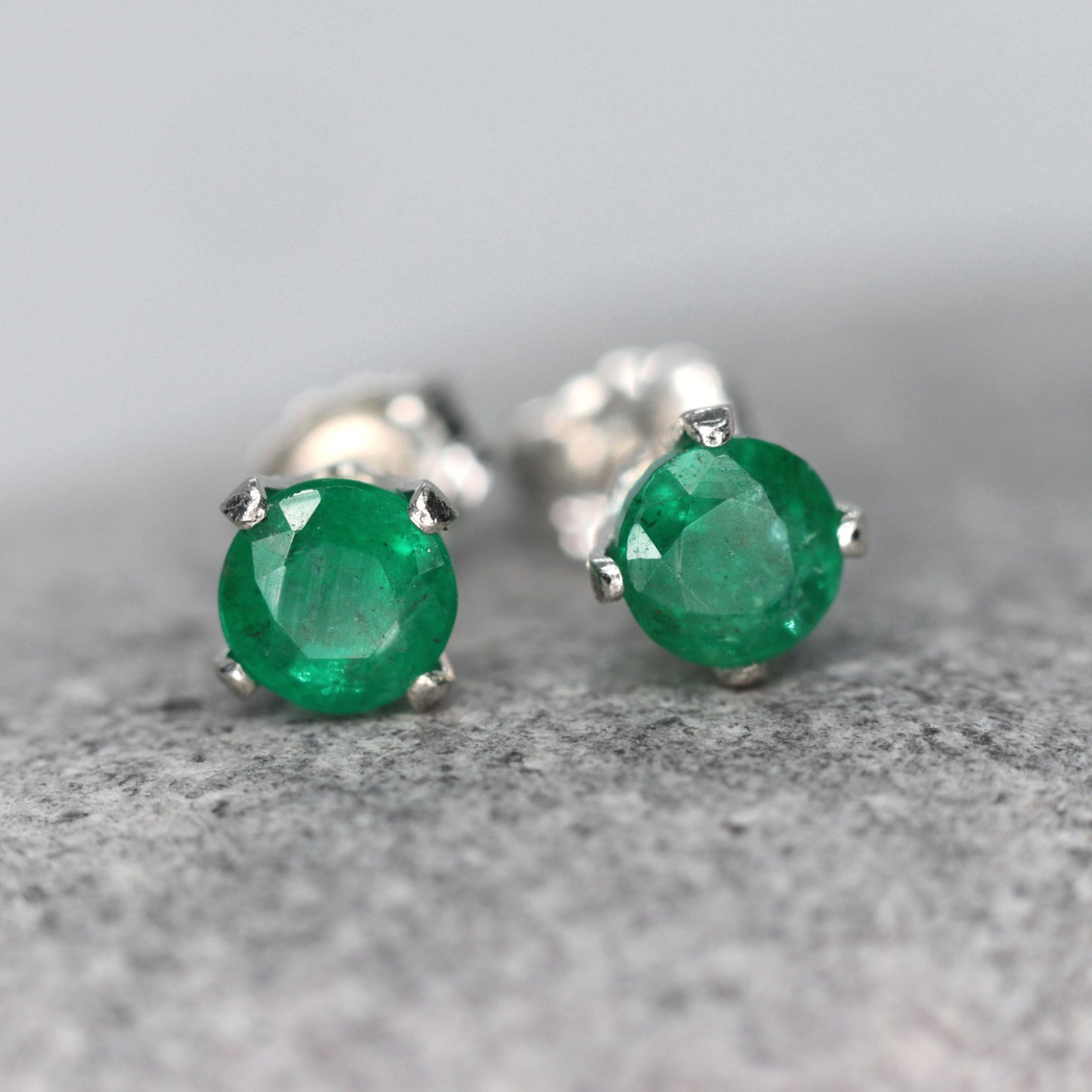 Faceted Emerald Stud Earrings