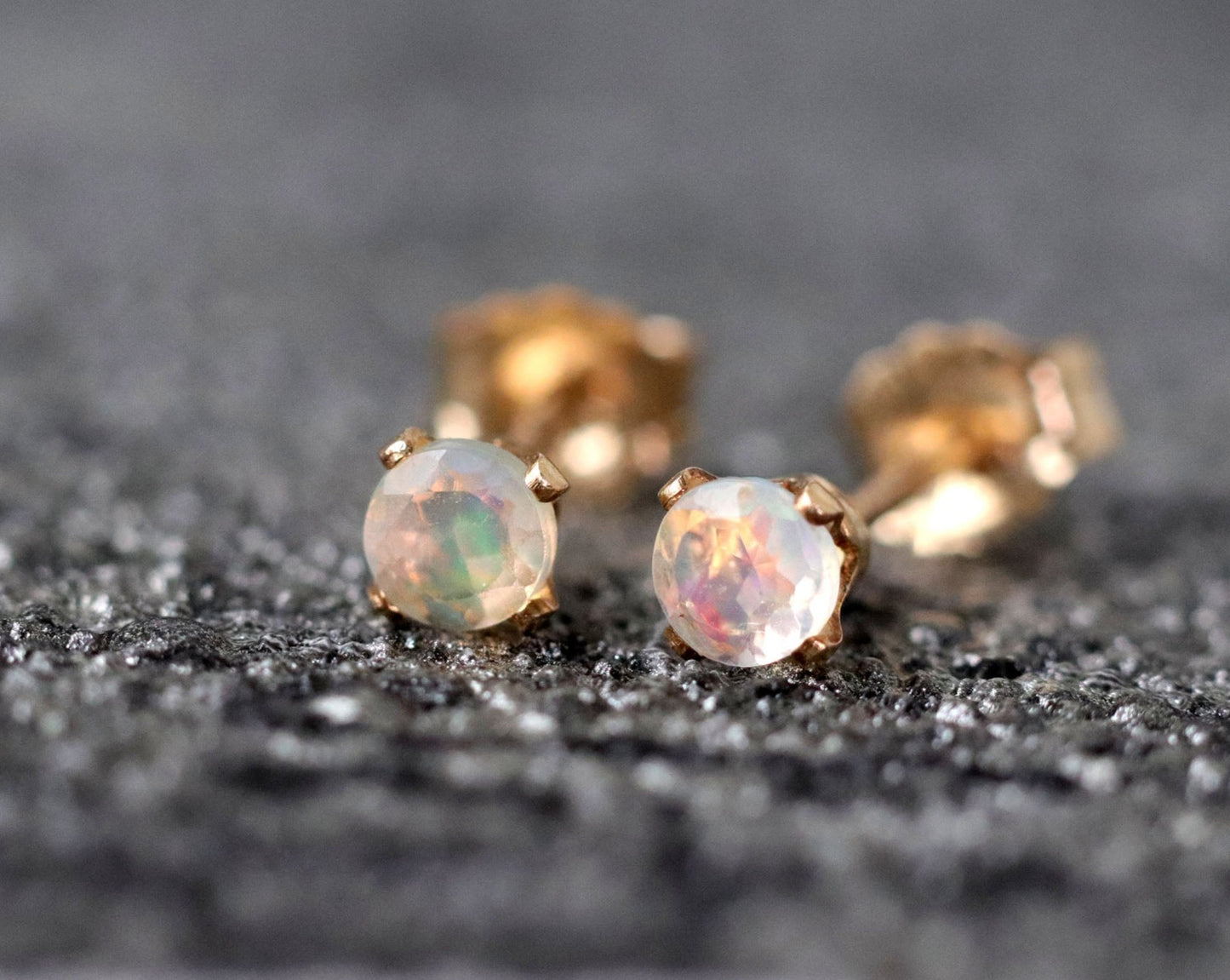 Tiny Ethiopian Opal Stud Earrings