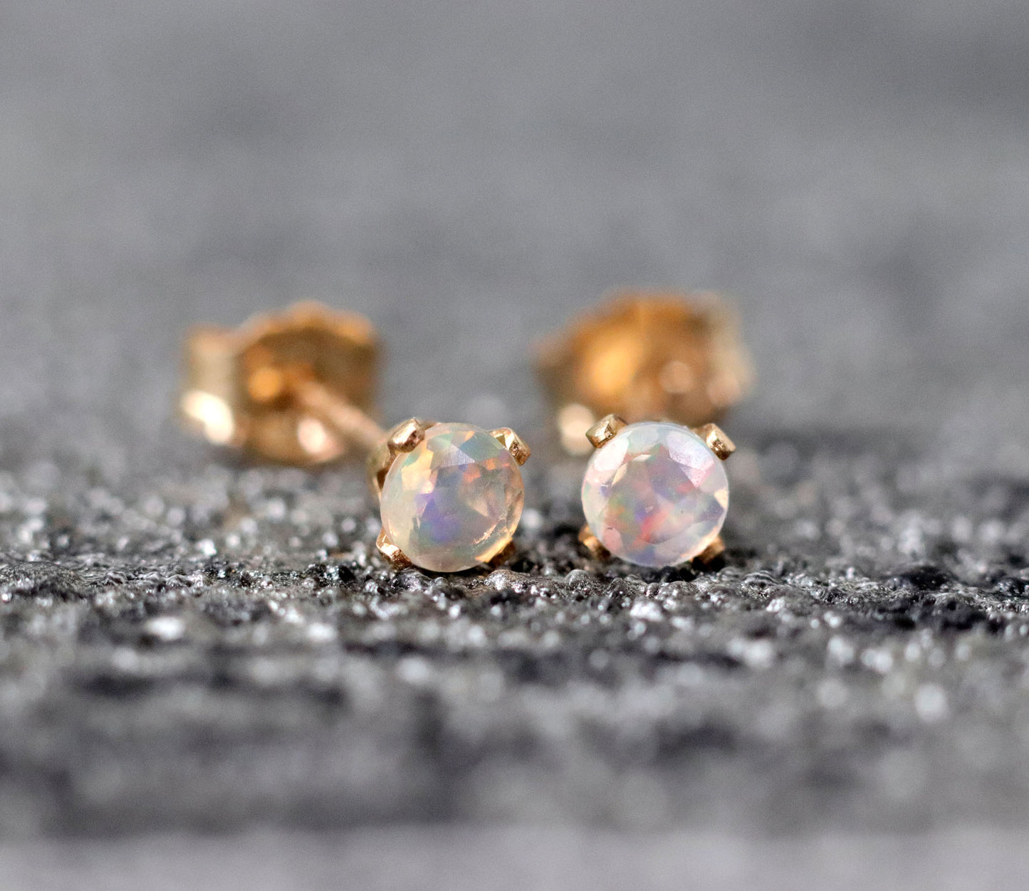 Tiny Ethiopian Opal Stud Earrings